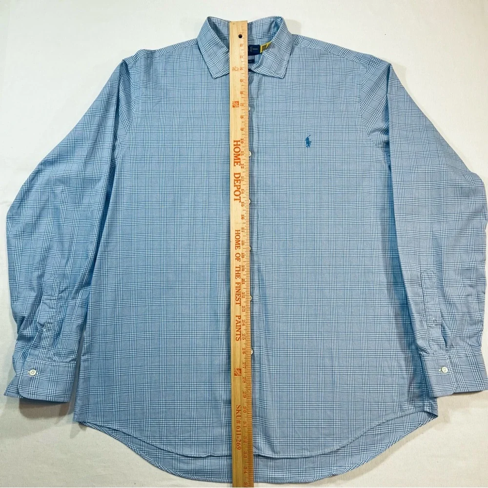 Polo Ralph Lauren Classic Fit Blue Plaid Shirt XL Pony Logo 100% Cotton